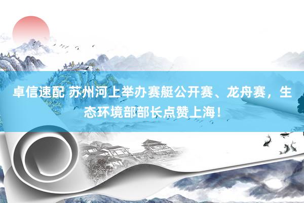 卓信速配 苏州河上举办赛艇公开赛、龙舟赛，生态环境部部长点赞上海！