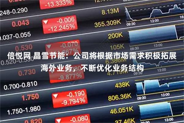 倍悦网 晶雪节能：公司将根据市场需求积极拓展海外业务，不断优化业务结构