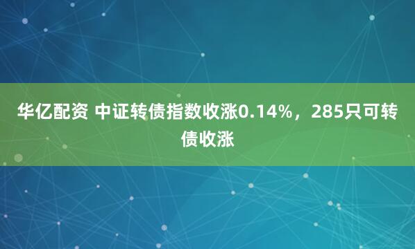 华亿配资 中证转债指数收涨0.14%，285只可转债收涨