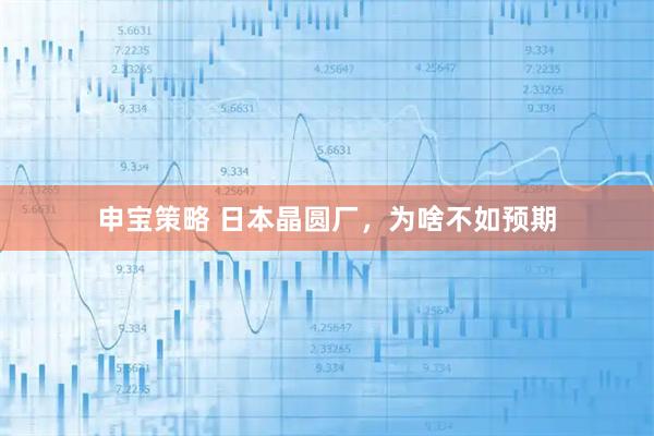 申宝策略 日本晶圆厂，为啥不如预期