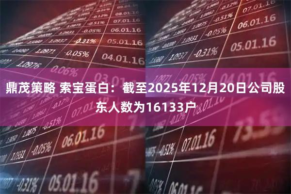 鼎茂策略 索宝蛋白：截至2025年12月20日公司股东人数为16133户